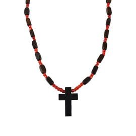 Ξύλινος Σταυρός από Παλίσανδρο με Ξύλινες και Γυάλινες Χάντρες Ροκάϊ