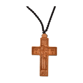 Handmade Wooden Necklace Cross with Cord