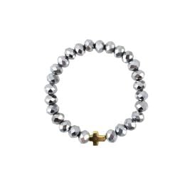 Hypoallergenic Prayer Rope With Silver Crystals and Gold Hematite Cross