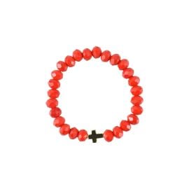 Hypoallergenic Prayer Rope With Red Crystals and Gold Hematite Cross