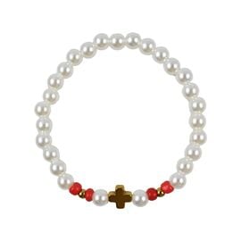 Hypoallergenic Prayer Rope with Pearls - Red Beads and Hematite Cross
