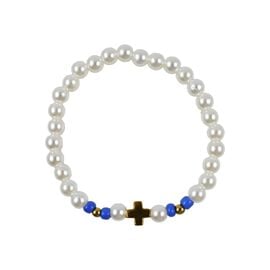 Hypoallergenic Prayer Rope with Pearls - Blue Beads and Hematite Cross