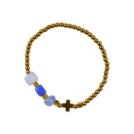 Hypoallergenic Prayer Rope Bracelet with Agate Stones and Hematite Cross in Gold Color