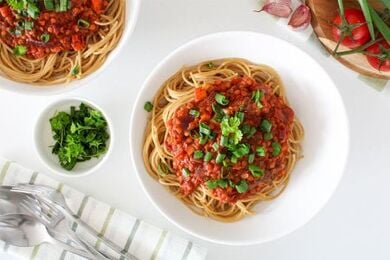 Lentils bolognese pasta