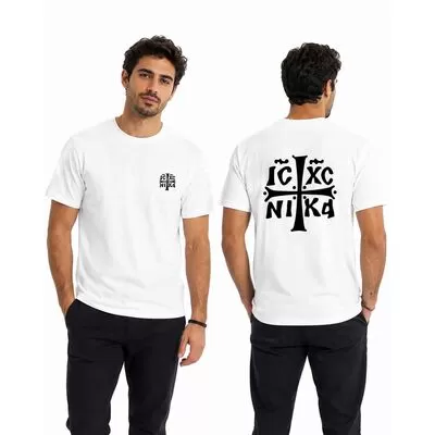 Ανδρικό Λευκό T-shirt με Χριστόγραμμα IC XC NI KA