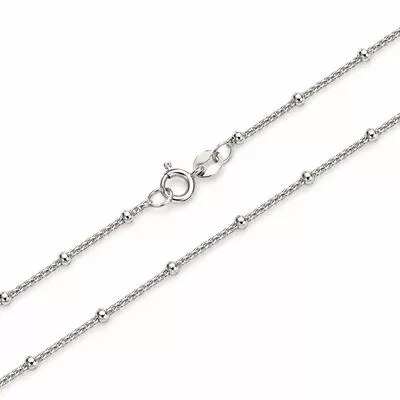 Sterling Silver 925 Beaded Necklace Chain 50 cm