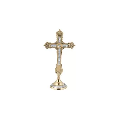 Bronze Orthodox Blessing Cross with Mother of Pearl
