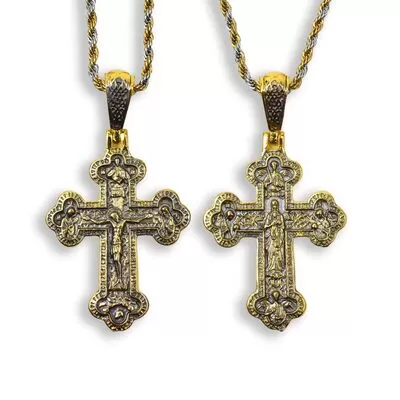Double-Sided Cross - Crucifix and Virgin Mary