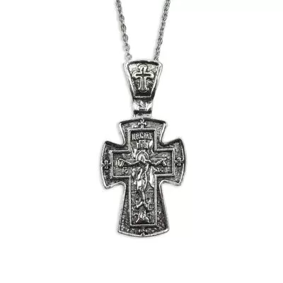 Byzantine Neck Cross with Crucifix and Stainless Steel Chain
