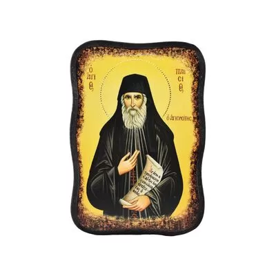 Χειροποίητη Εικόνα Άγιος Παΐσιος ο Αγιορείτης σε Ακανόνιστο Ξύλο 10x14cm