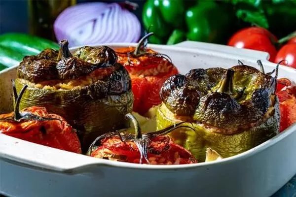Image Gemista (Stuffed peppers and tomatoes)