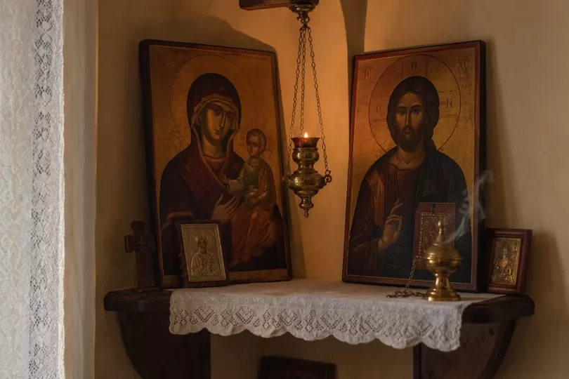 Image Why Do Orthodox Christians Light a Vigil Lamp at Home? Prayer, Incense and the Orthodox Prayer Corner