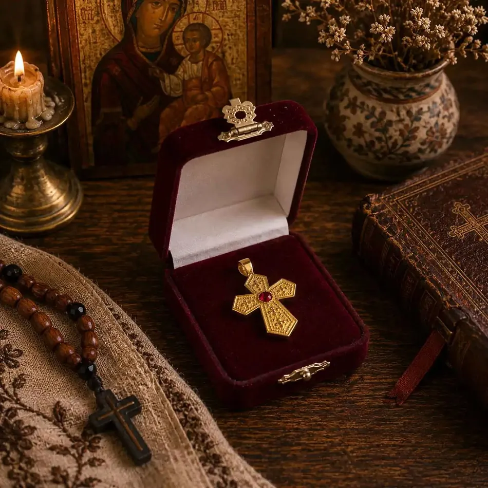 925 Sterling Silver Orthodox Cross - 24K Gold Plated