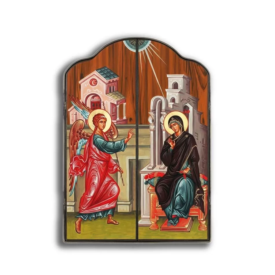 Icon Enthroned Virgin Mary Triptych 20x29cm