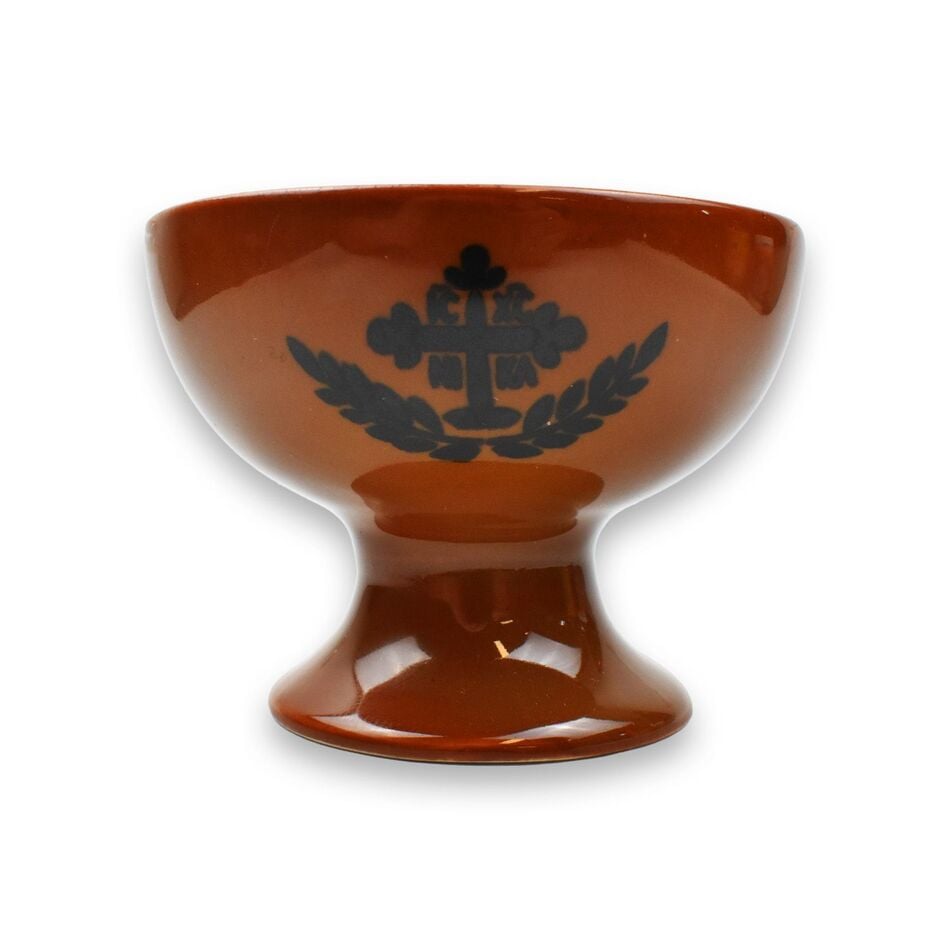Brown Glazed Clay Home Incense Burner from Mount Athos