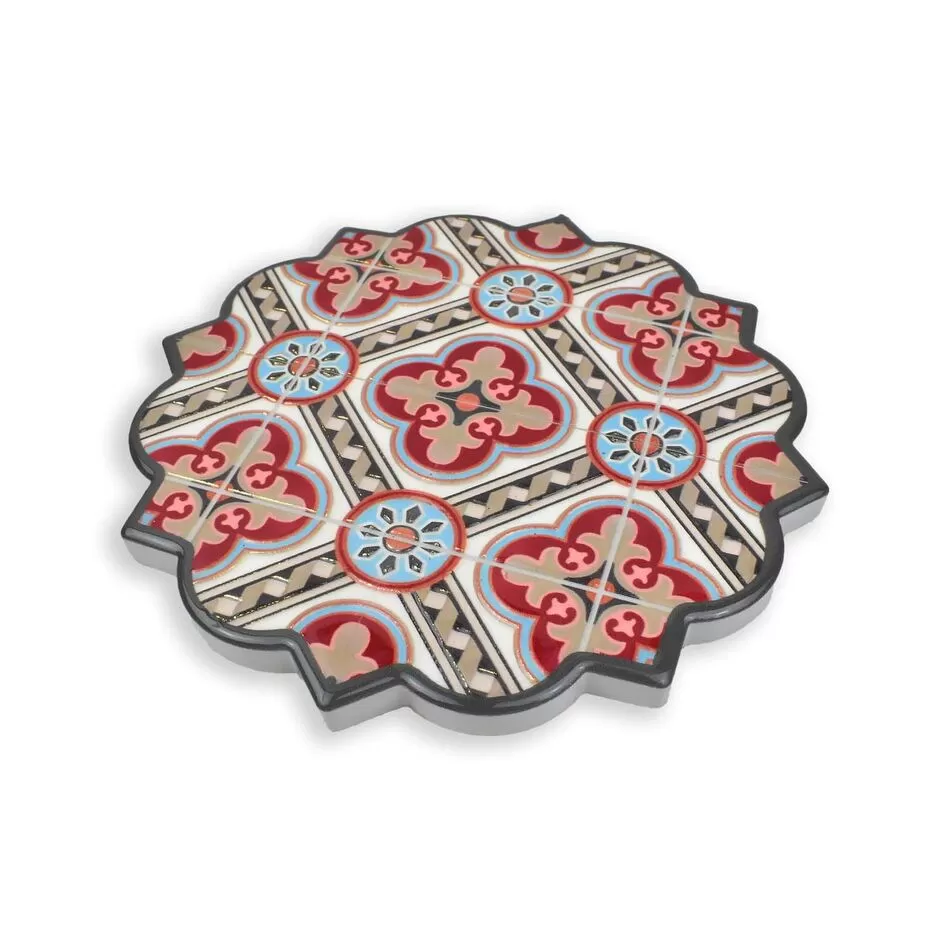 Set of 4 Ceramic Relief Coasters with Gold Leaf