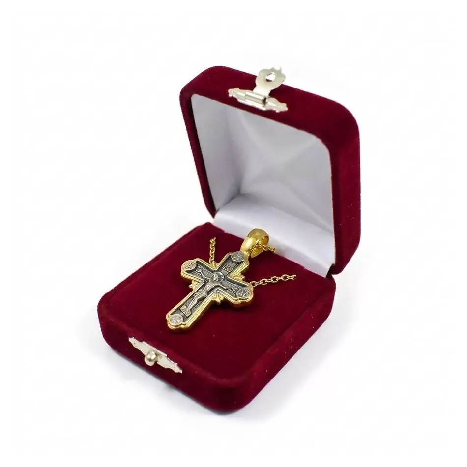 Double-Sided Cross Necklace with Chain – Holy Virgin Mary and Crucifix