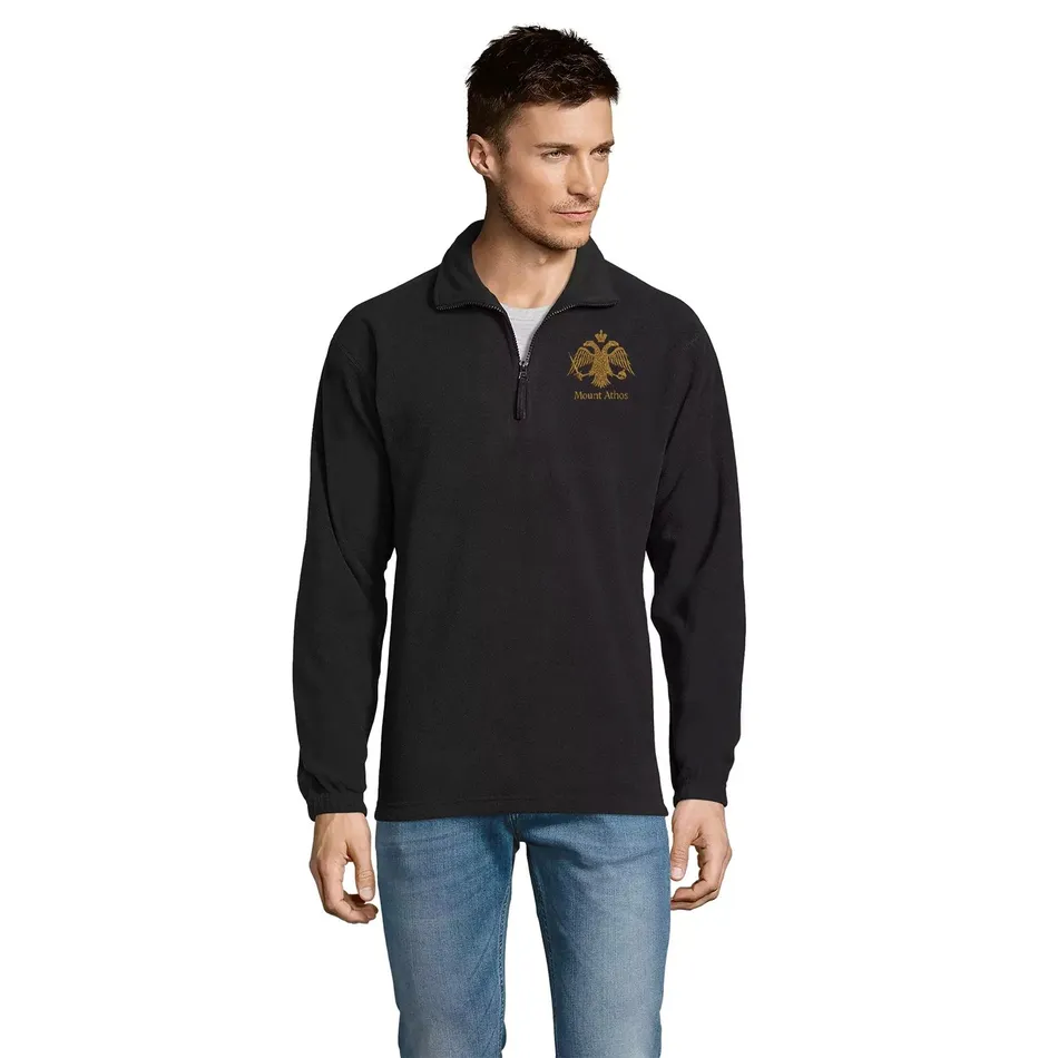 Unisex Fleece Sweatshirt with Embroidery - Mount Athos Double-Headed Eagle - Small