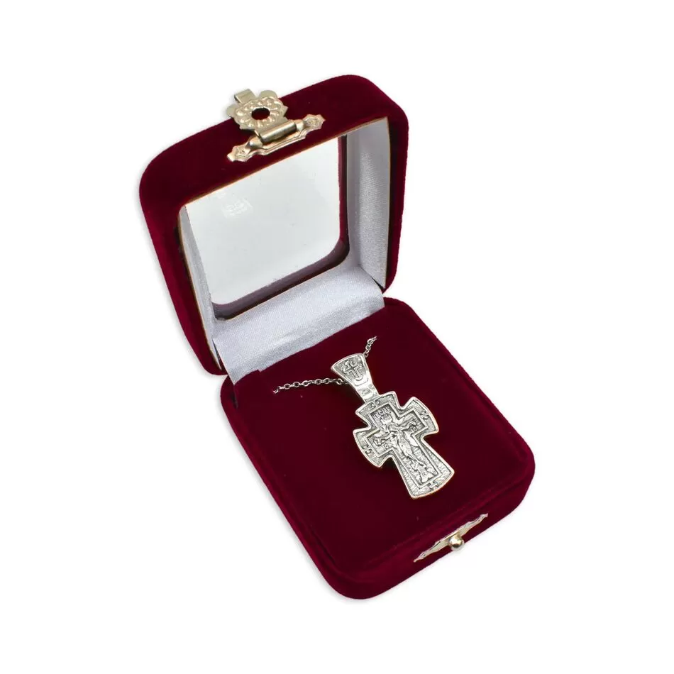 Byzantine Steel Neck Cross with Crucifix and Chain