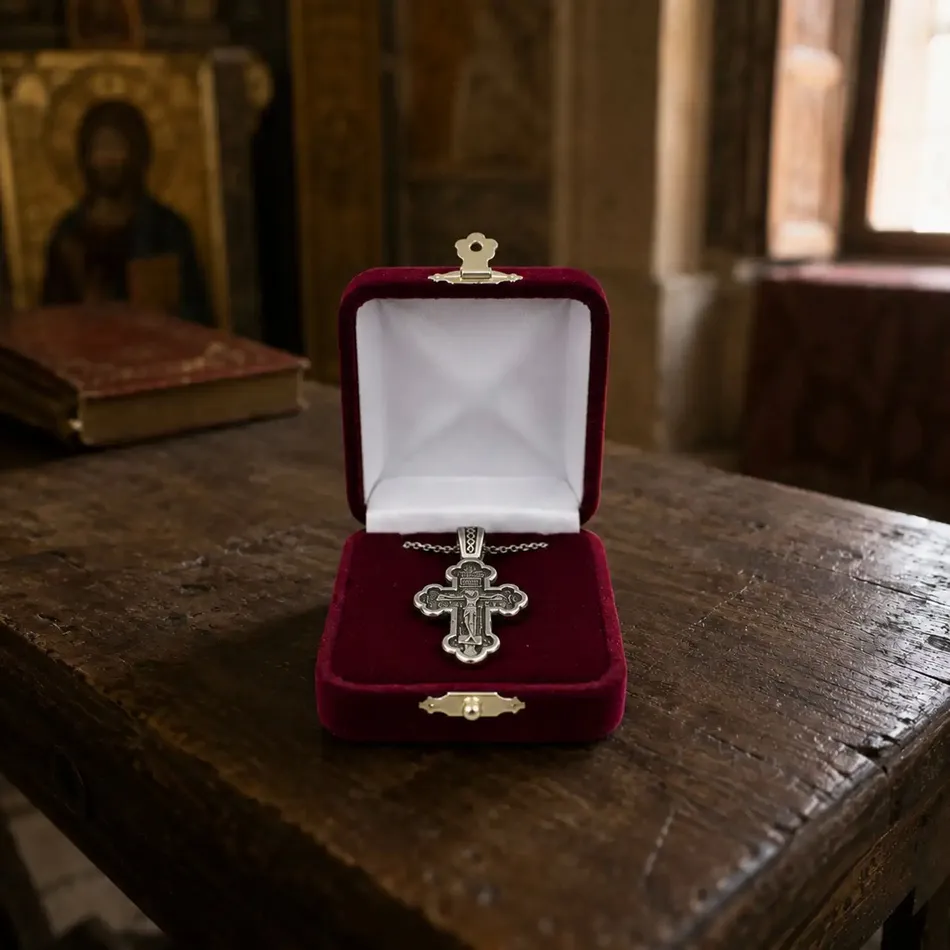 Double-sided Byzantine Cross with The Crucified Christ