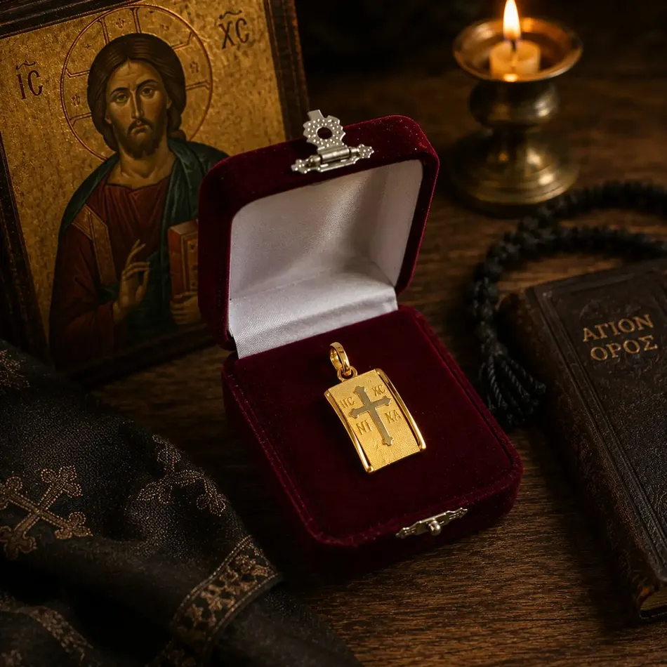 Handmade Pendant – 925 Silver with 24K Gold Plating and IC XC NI KA Cross