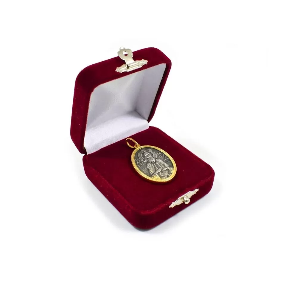 Handmade Saint Paisios Double-Sided Pendant – 24K Gold Plated 925 Sterling Silver