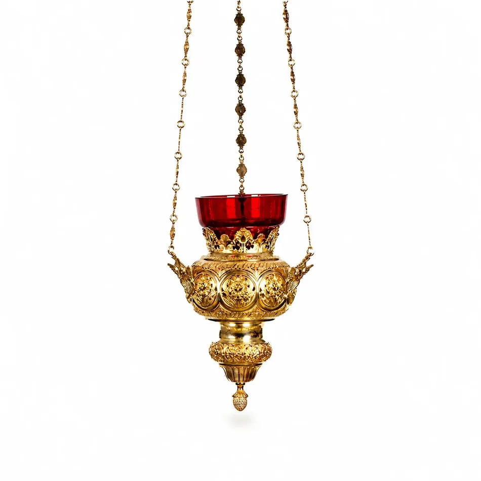 Handmade Gold Orthodox Hanging Oil Lamp from the Brotherhood of Thomas - Mount Athos