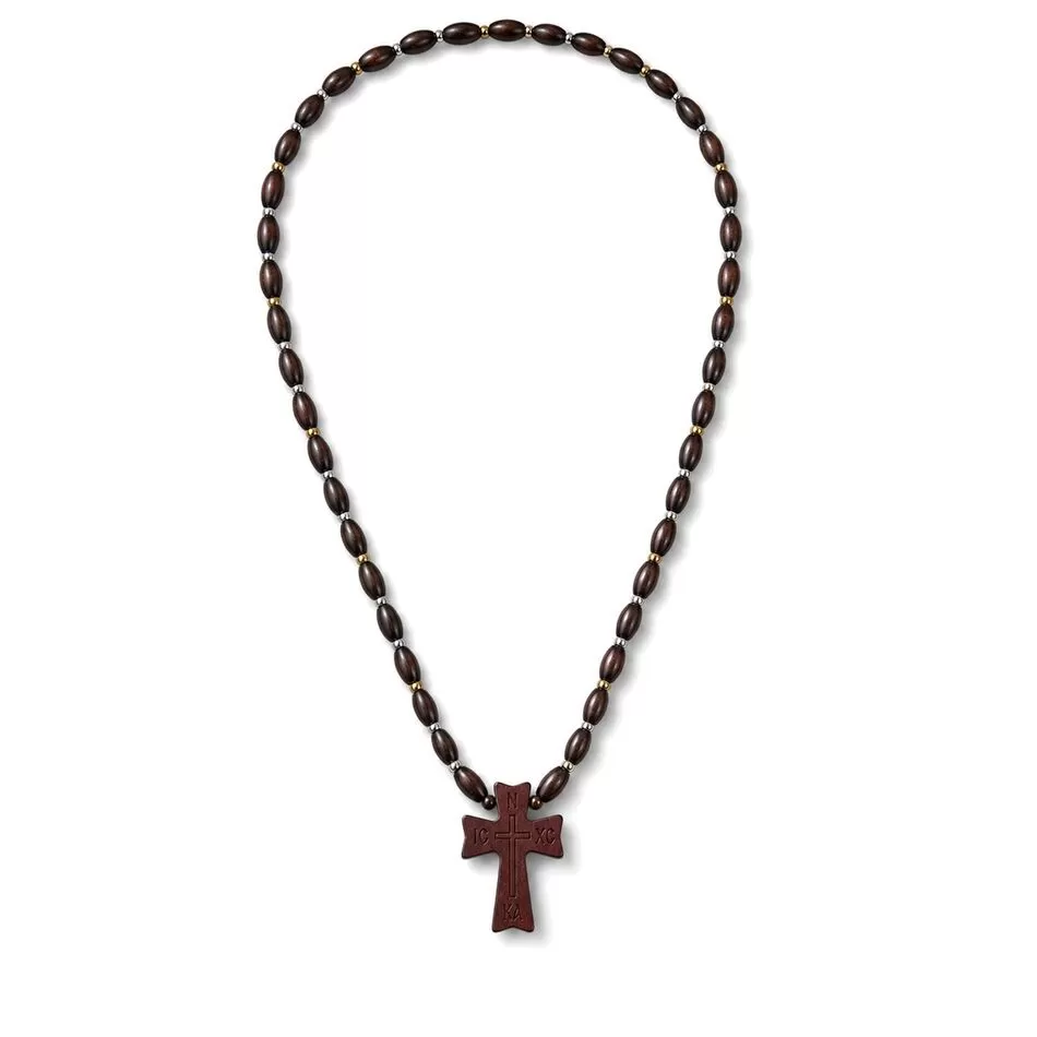 Wooden Neck Cross with Beads