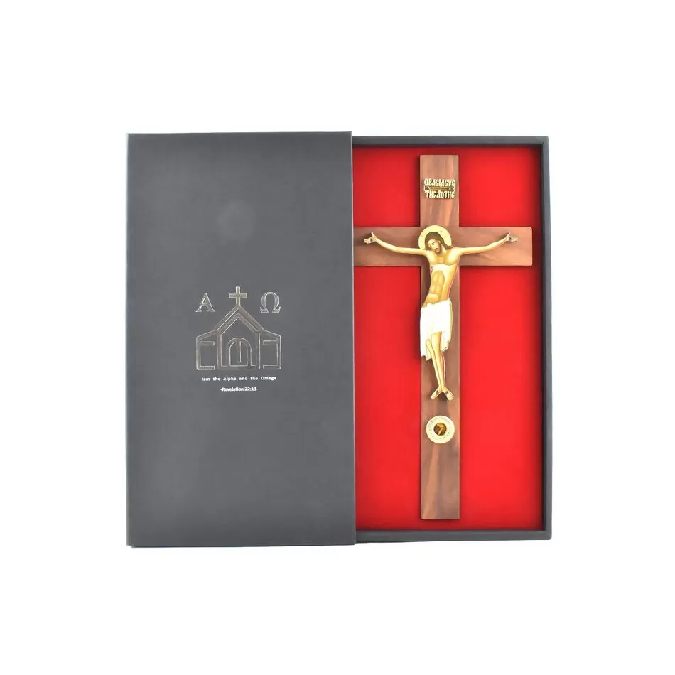 Wooden Cross with Crucified Jesus