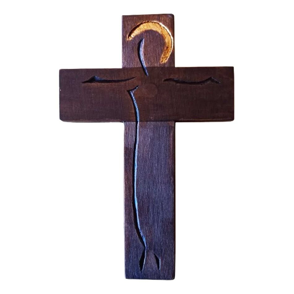 Wooden Handmade Cross from Mount Athos with Carved Halo