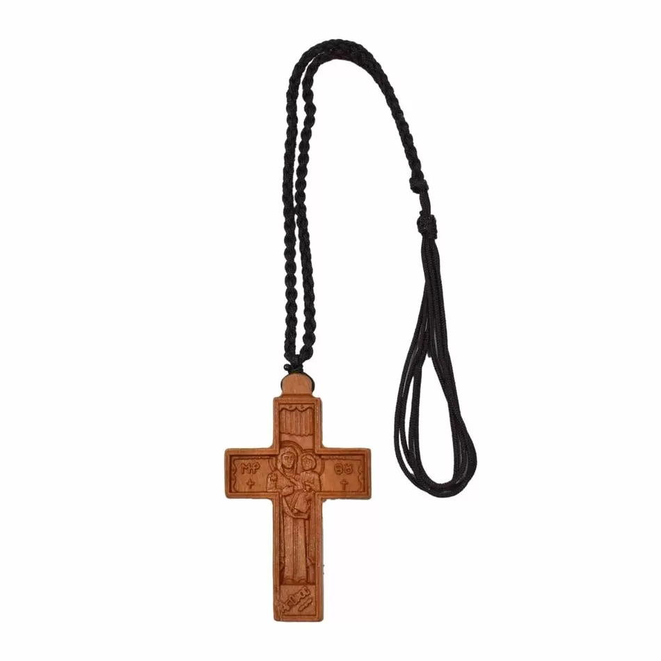 Handmade Wooden Necklace Cross with Cord
