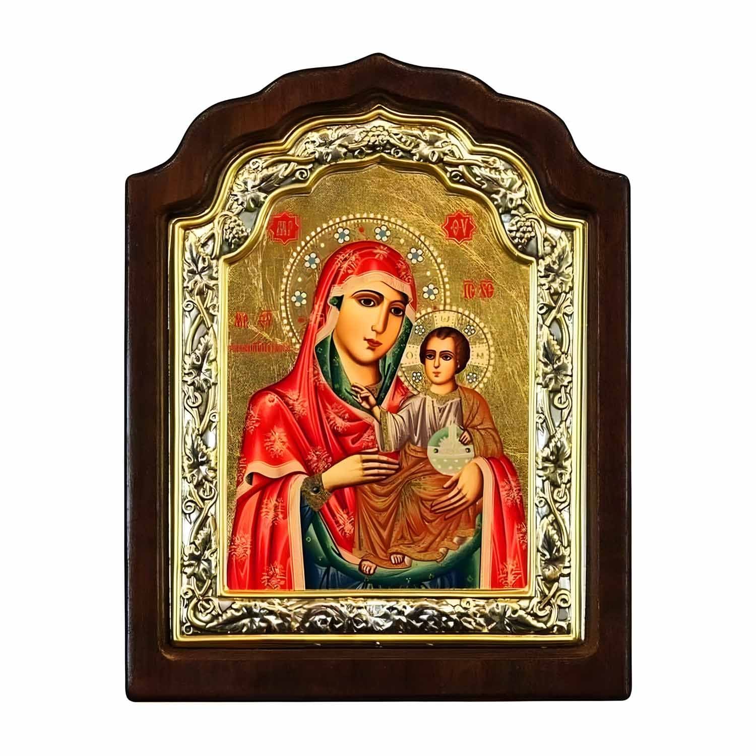 Orthodox Christian Silver Icon of Our Lady of Jerusalem