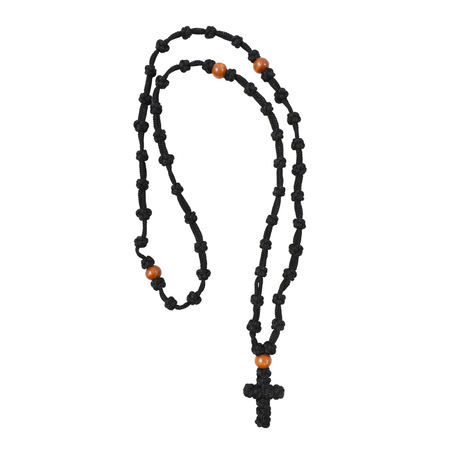 Monastic Handmade Prayer Rope 50 Knots With Wooden Cross